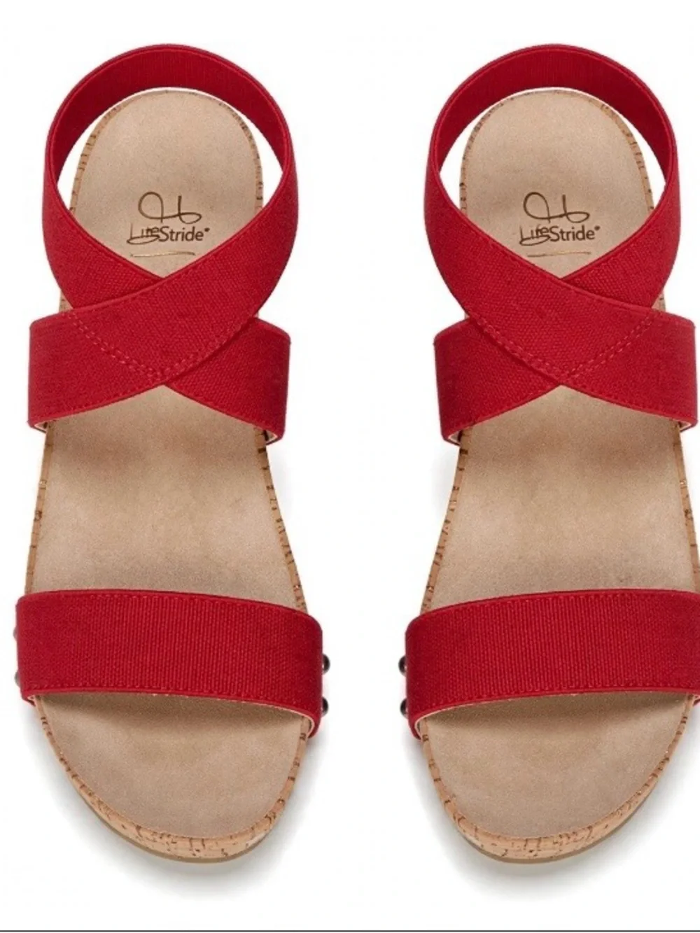 LifeStride Del Mar Fire Red Wedge Women’s Cork Sandals 6